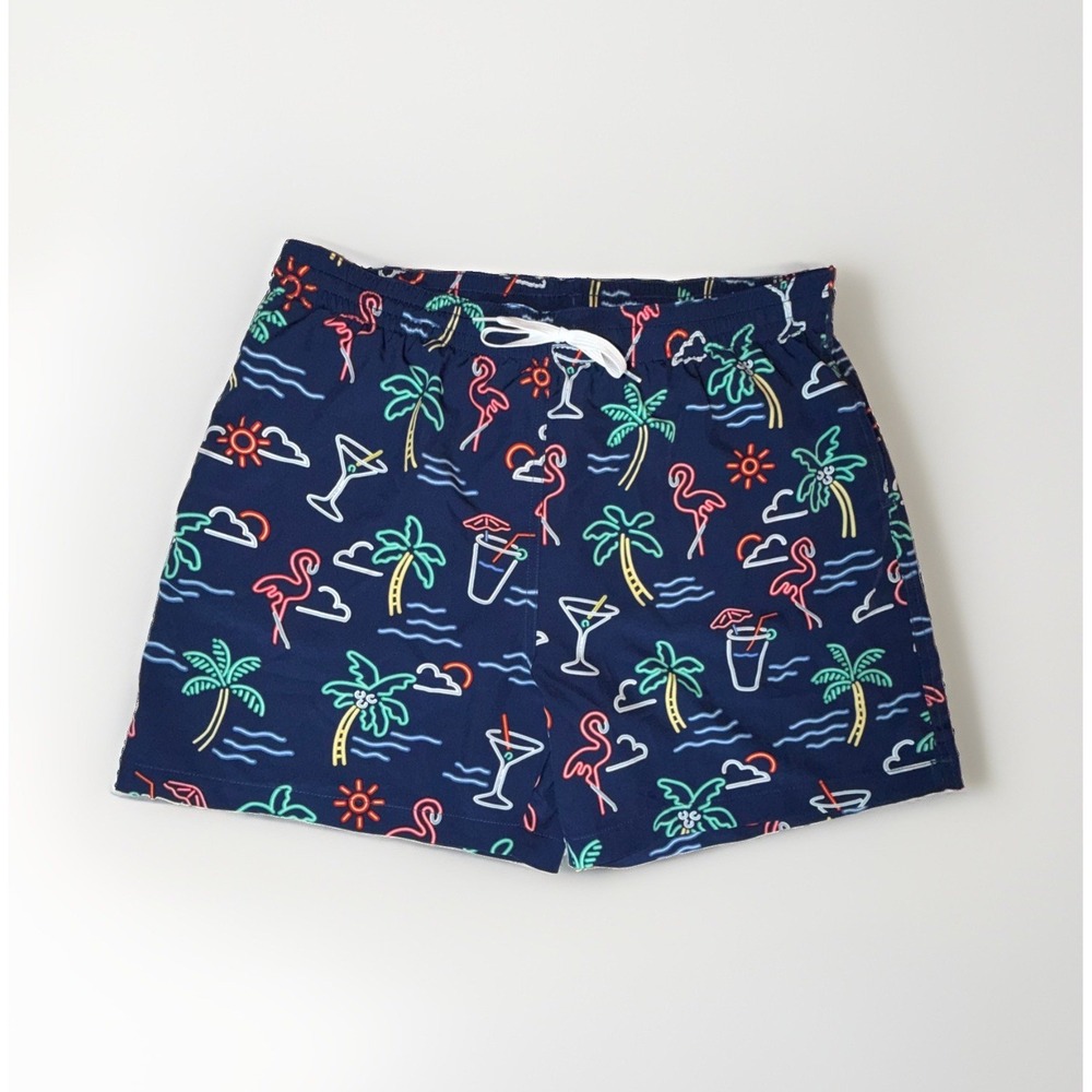 Chubbies The Neon Lights 5.5" Navy Graphic Print Lined Swim Trunks Men's XL